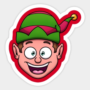 Cute Christmas Elf Face Sticker